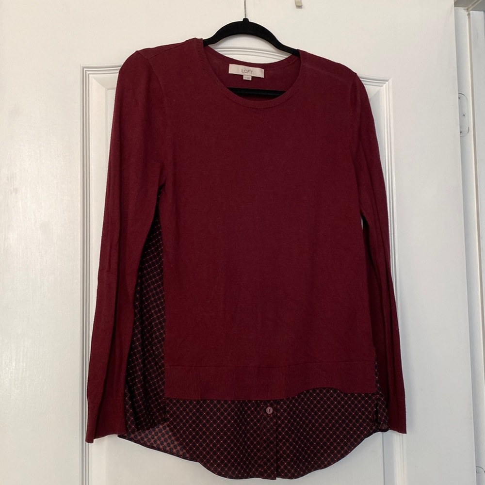 Burgundy sweater with blouse back